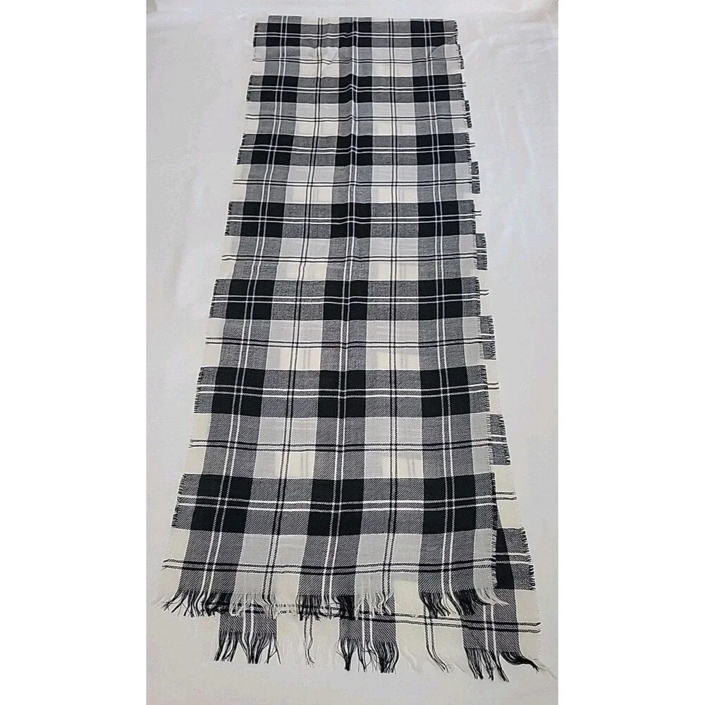 Lochcarron of Scotland 100% Pure New Wool Scarf - Black & White Tartan